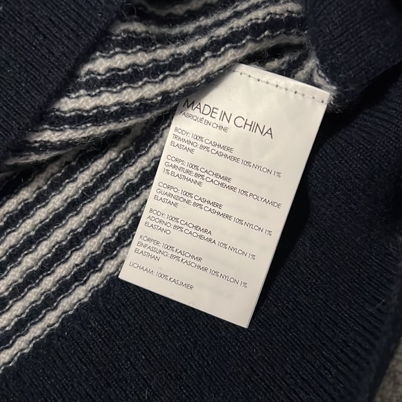 NWOT Club Monaco Kamlynn Cashmere Sweater. Ivory and Navy, ladies M. Gorgeous! - Picture 5 of 6